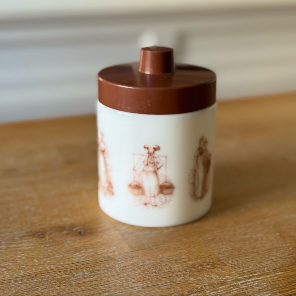 Vintage White Opaline Glass Kitchen Canister